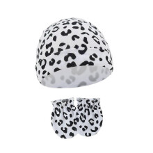 (Black leopard patter) Comfortable Newborns Baby Hat with Matching Scratch Proof Mittens 0-6 Months Infants for Keeping Fingers Warm