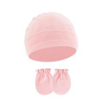 (Champagne) Comfortable Newborns Baby Hat with Matching Scratch Proof Mittens 0-6 Months Infants for Keeping Fingers Warm