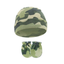 (Colorful green) Comfortable Newborns Baby Hat with Matching Scratch Proof Mittens 0-6 Months Infants for Keeping Fingers Warm