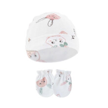 (Cute rabbit) Comfortable Newborns Baby Hat with Matching Scratch Proof Mittens 0-6 Months Infants for Keeping Fingers Warm