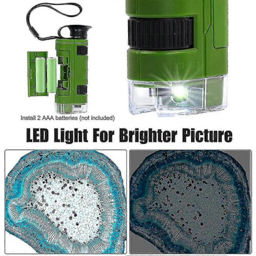 80~120x Portable Microscope for Kids And Beginners, Mini Pocket Microscope with Zekai 2