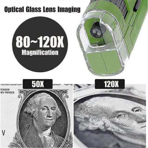 80~120x Portable Microscope for Kids And Beginners, Mini Pocket Microscope with Zekai 1