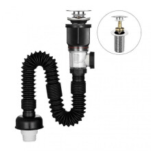(C, Black) Bathroom Sink Drain Kit with Flexible Expandable P-Trap Leak-Proof Odor Prevention Easy Installation Flexible Sink Drain Pipe Set