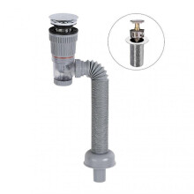 (B, Grey) Bathroom Sink Drain Kit with Flexible Expandable P-Trap Leak-Proof Odor Prevention Easy Installation Flexible Sink Drain Pipe Set