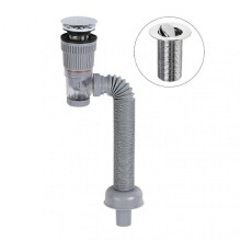 (A, Grey) Bathroom Sink Drain Kit with Flexible Expandable P-Trap Leak-Proof Odor Prevention Easy Installation Flexible Sink Drain Pipe Set