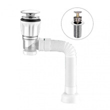 (B, White) Bathroom Sink Drain Kit with Flexible Expandable P-Trap Leak-Proof Odor Prevention Easy Installation Flexible Sink Drain Pipe Set
