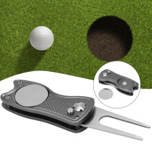 Faltbarer Edelstahl-Golfpitchfork und Divot-Tool – Grau, 12 cm
