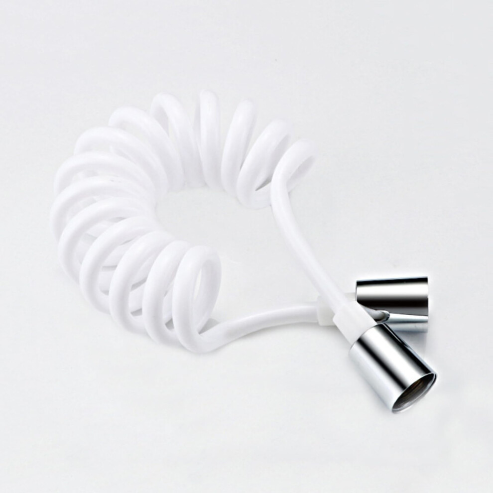 White Bidet Hose For Toilet 2M Retractable Stainless Steel Spiral Shower Hose Compatible With Hand Shower
