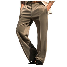 Suit Trousers Men's XXL Brown Straight Leg Fleece Fabric Casual Chino Trousers Comfortable Breathable Formal Outdoor