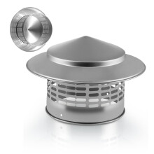 Chimney Cover 20 cm Round Stainless Steel Rain Hat Fireplace Ventilation Hood for 7.5/11/16/25/30 cm Pipes
