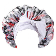 (White) Headband Printed Satin Ribbon Bow Night Sleep Cap Hair Bonnet Hat Chemotherapy Hat Haircare Turban Hat for Women Men  White