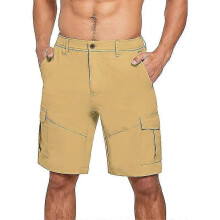 (XL, Khaki) Men's Outdoor Golf Quick Dry Hiking Fishing Tactical Work Shorts with Pockets