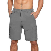 (M, Grey) Men's Outdoor Golf Quick Dry Hiking Fishing Tactical Work Shorts with Pockets