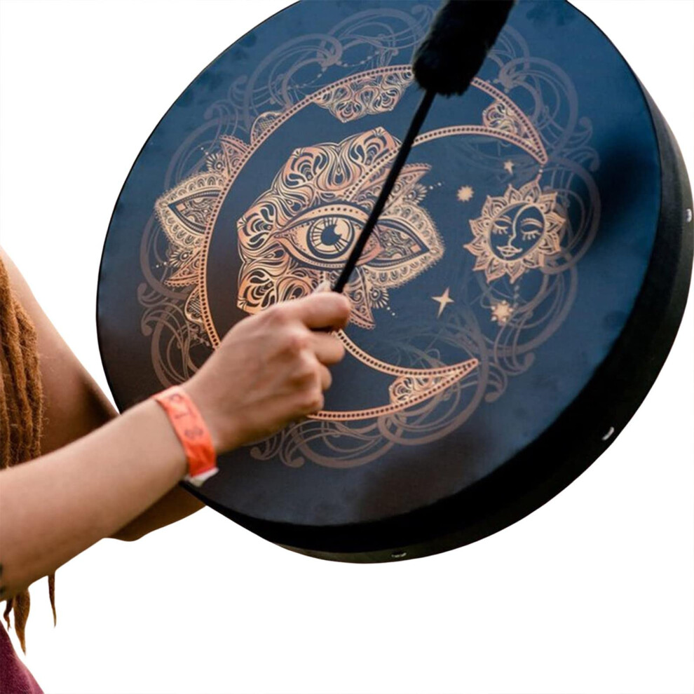 Shaman Drums for Adults | Vegan Alchemical Moon Drum 14 Inch, Sound Healing Instrument, Spiritual Music from Siberia