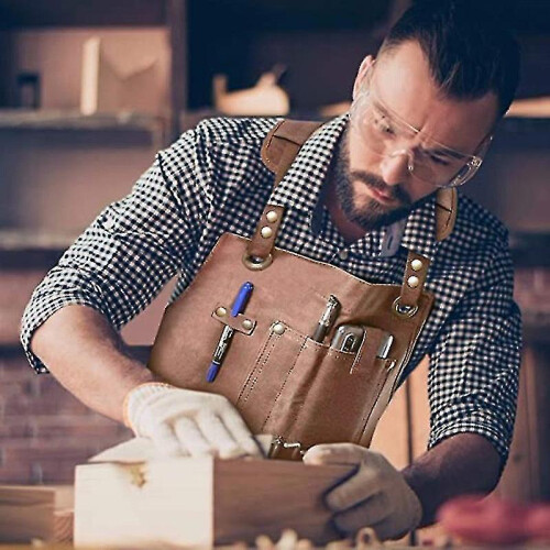 (blue) Heavy Duty Waxed Canvas Working Tool Apron With 9 Pockets, Adjustable Strap Aprons, Yellow Sx 2