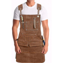 (yellow) Heavy Duty Waxed Canvas Working Tool Apron With 9 Pockets, Adjustable Strap Aprons, Yellow Sx
