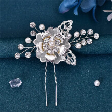 U-shaped Hairpin for Women Made of Alloy, Flower, Bride Headpiece for Weddings, Hair Accessory for Girls (HP505)
