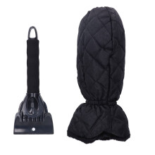 Schneeschaufel 2 in 1 Eiskratzerhandschuhe mit Kaltem Proof Design für Auto Windschutzscheibe, Elastisches Band, Warm Black