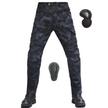 Motorcycle Protective Pants Men's Motorcycle Jeans Breathable Durable Camouflage Pants With 2 Pairs Hip Knee Protectors Blue 3XL