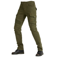 Motorcycle Jeans for Men Breathable Denim Reinforced Lined Padded Armoured Military Green Size L