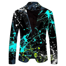 Regenbogen Sakko Herren Blazer Langarm Bunt Ein Knopf Anzugjacke für Freizeit Party Hochzeit Kostüm Funky Suit
