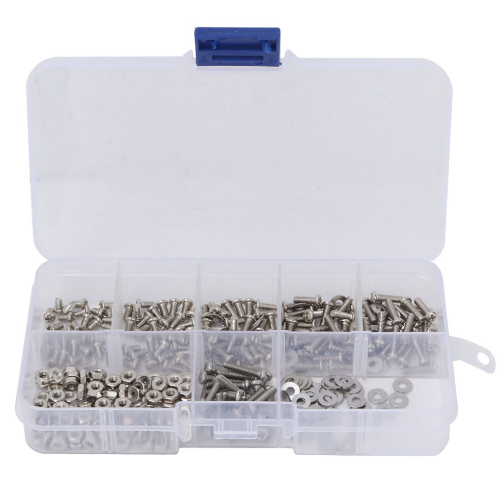 360pcs M2.5 Cross Stainless Steel Screw Bolt Nut