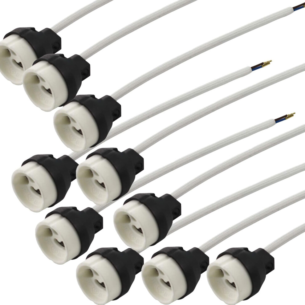 Gu10 Sockets 10-Pack, Fire-Resistant Ceramic With Black Plastic Cap, 220V-250V For Led And Halogen Bulbs 6482260248912