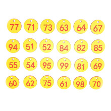 50Pcs Red & Yellow Beehive ABS Round Numbered Tags, 3.6cm