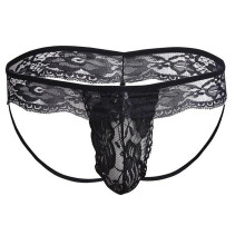 Men's Mesh Thongs Lingerie Black String Thong Net Briefs Large Size Elastic G-String Low Rise Transparent Underwear