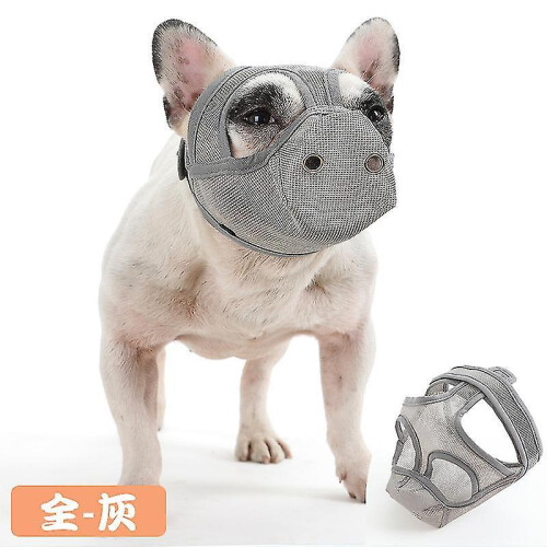 (L, Grey) Short Snout Dog Muzzles,bulldog Muzzle Adjustable Breathable Mesh Dog Muzzle For Briting Chewing