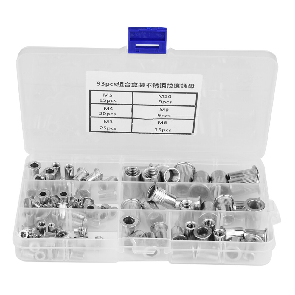 93pcs Threaded Insert 1 Box M3, M4, M5, M6, M8,