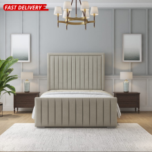 (Grey (with Mattress), 4ft Small Double (No Gaslift)) Upholstered Velvet Panel Double Bed Frame with Mattress Ottoman Gas Lift Storage Option Handmade UK