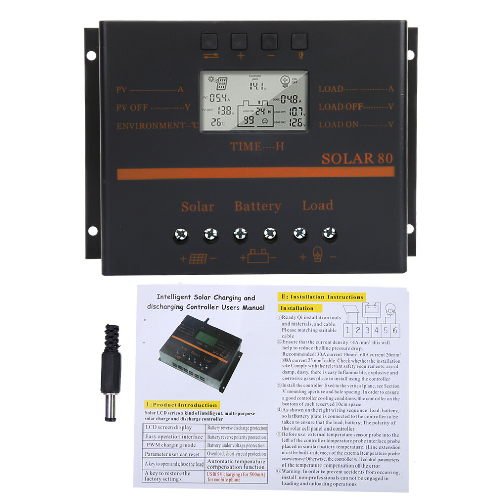 12V 24V Auto 80A PWM Solar Charge Controller Solar