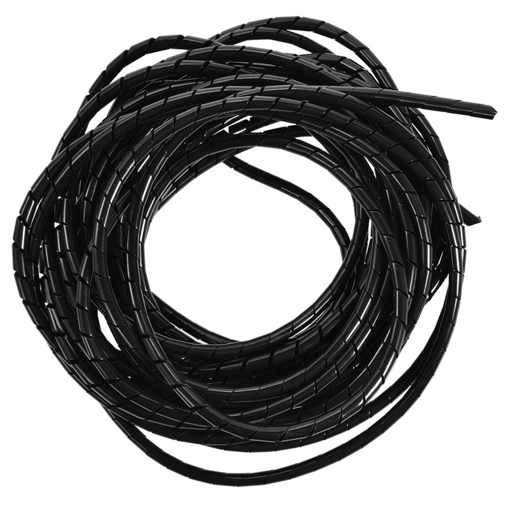 10M Spiral Cable Wrap Tidy Hide Binding Wire Black