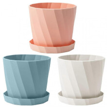 (Mix Color) 3Pcs Colorful Plastic Plant Pots with Drainage Hole Removable Saucer Indoor Outdoor House Plants Flowers Flowerpots Planters