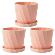 (Pink) 3Pcs Colorful Plastic Plant Pots with Drainage Hole Removable Saucer Indoor Outdoor House Plants Flowers Flowerpots Planters