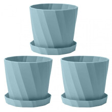 (Blue) 3Pcs Colorful Plastic Plant Pots with Drainage Hole Removable Saucer Indoor Outdoor House Plants Flowers Flowerpots Planters