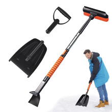 Snow Brush Set with Snow Scraper and Folding Shovel, Ergonomic Retractable Handle, Large Capacity for Cars, Trucks, SUVs