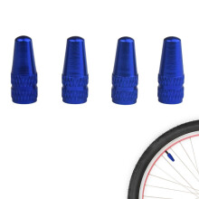 Cap French Valve - 4 Aluminum Alloy Colorful Presta Valve Caps for Bicycle Tyres - Dust Covers for Blue Valves