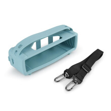 Silicone Case for Portable Speakers with Shoulder Strap, Anti-Dust Plug, Sound Hole Design, Blue