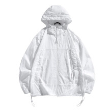 UV Clothing Unisex Sun Jacket UPF 50+ Lightweight Hooded Outdoor Jacket Long Sleeve Breathable Summer Sweatshirt White Size M