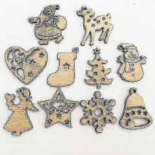(1 No Box) 2025 50pcs Wooden Ornaments Diy Xmas Tree Hanging Pendants Decoration For Home 2024 New Year Party Navidad Decor Supplies