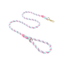 Dog Multi-Function Hand-Woven Gradient Lead 120cm Round Cotton Rope for Outdoor Walking Training - Cherry Blossom Powder