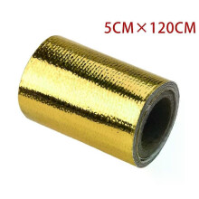 1 rull glasfiber värmereflekterande tejp guld hög temperatur värme- och ljudsköld omslagsrullelim