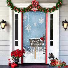 (2) 2025 2024 Christmas Front Door Decoration, Forros De Puertas Navideos