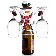 (Snowman) 2025 Holiday Wine Bottle Glass Holder Christmas Snowman Ornaments Santa Claus Decoration