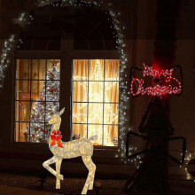 (Doe-10.6inch) 2025 LED Lighted Outdoor Reindeer Christmas Decorations, Artificial Pre-lit for Garden and Front Yard