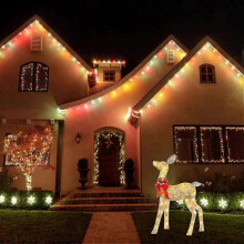 (Fawn-7.8inch) 2025 LED Lighted Outdoor Reindeer Christmas Decorations, Artificial Pre-lit for Garden and Front Yard