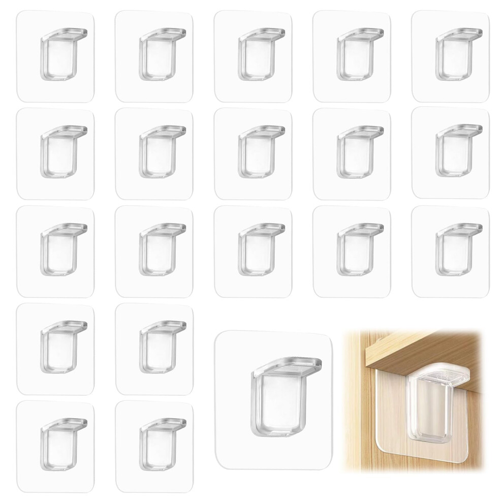Self-Adhesive Shelf Brackets Pack Of 20, Transparent 7X7 Cm Plastic Brackets, No Drilling Removable Cupboard Holders 6482260261270