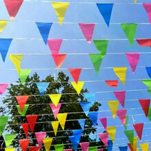 100M veelkleurige driehoekige vlaggen slinger feestbanner driehoekige slinger voor kleuterschool huis